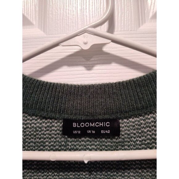 Bloomchic Women Sweater Size 12‎ Green and White w/Snowflake Design - Picture 4 of 8